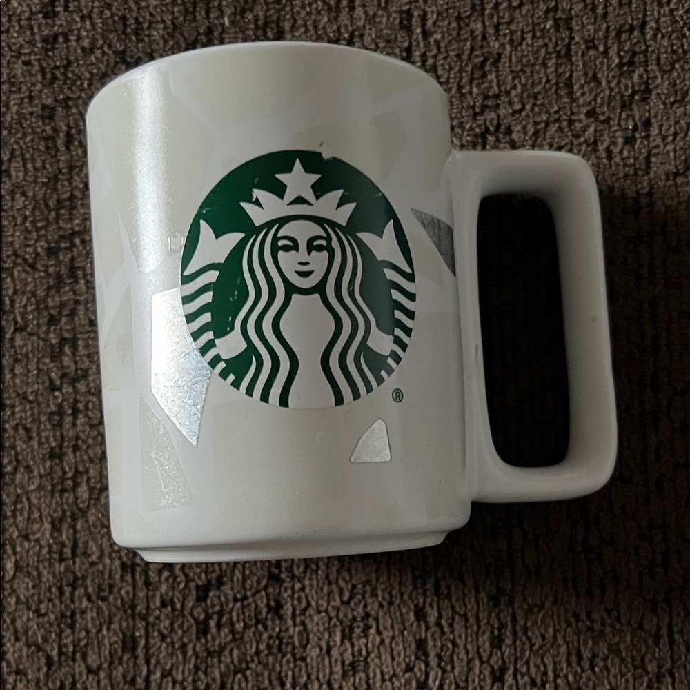 Starbucks White Ceramic Mug Silver Mosaic 12oz Coffee Cup 2019